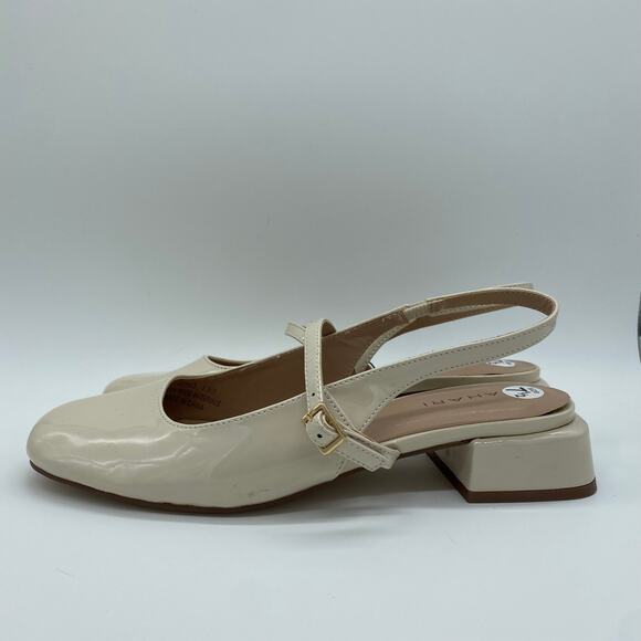 NWT Tahari Cream Patent Leather Mary Jane Kitten Heels Slingback Women size 7.5 - Picture 3 of 8